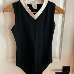 Promod - V-neck Sleeveless Bodysuit - Black & White - Ladies Size Medium
